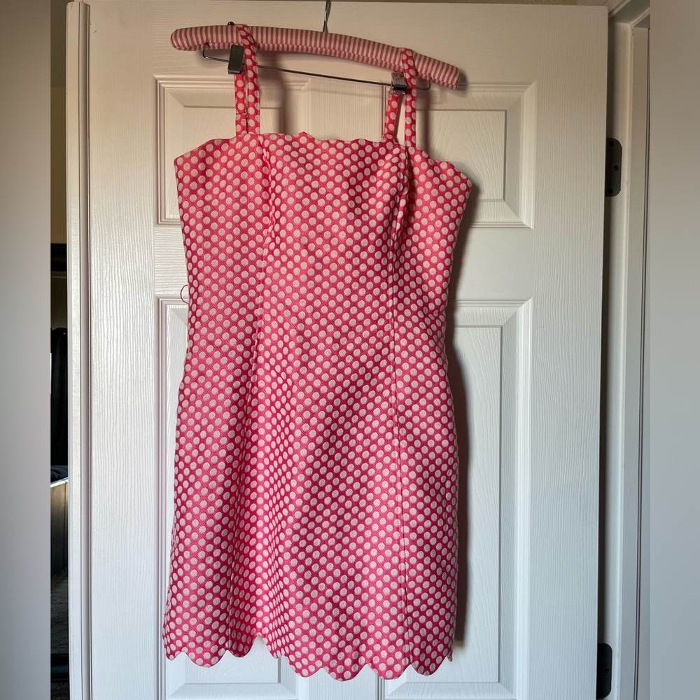 Pink and white polka dot “I Heart Ronson” dress size 6